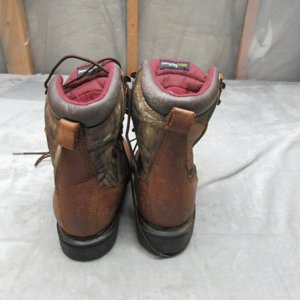 Cabelas Youth Hunting Boots 4M‎ Brown Camo Leather Insulated Outdoor Waterproof